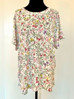 PART TWO Floral Multicolor on White Short Sleeve T-Shirt - US XL